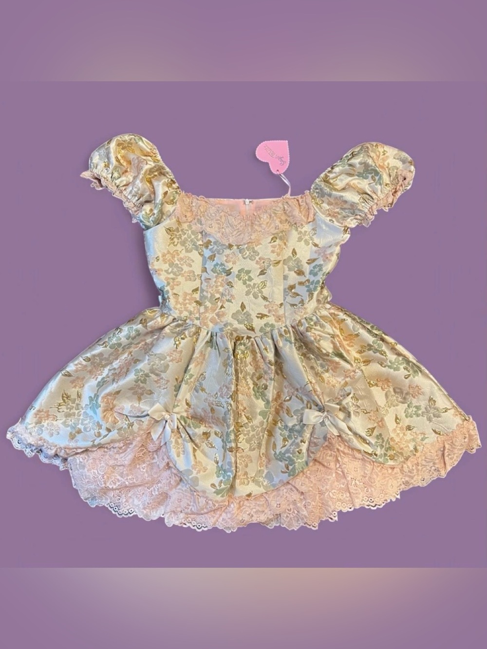 Dolls Kill x Sugar Thrillz - Tea And Circumstance Brocade Mini Dress - Pink